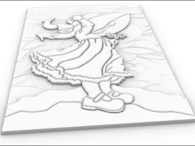 Sara1 wood carving of girl in hat 3D model
