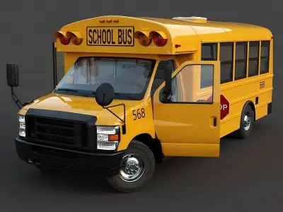 School Bus Type A Low-poly 3D model