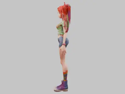 Female Full Body Game Character Model Low-poly 3D model