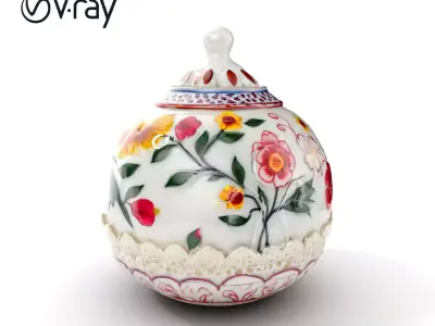 Floral Decorative Jar Model Pack Low-poly 3D model