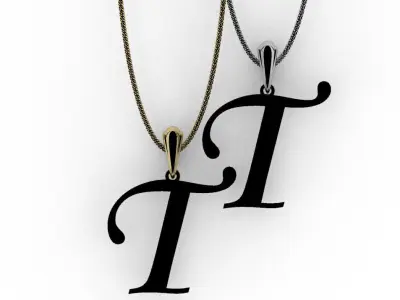 Letter T NECKLACE 3D print model