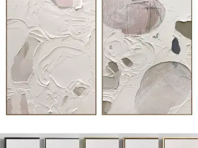 Plaster Two Photo Frame 204 Low-poly 3D model