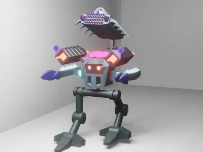animated lowpoly mech  Free low-poly 3D model
