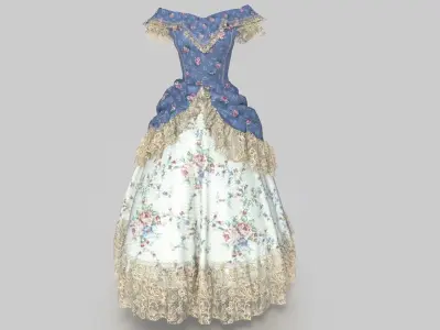 ROCOCO ERA DRESS 3D model