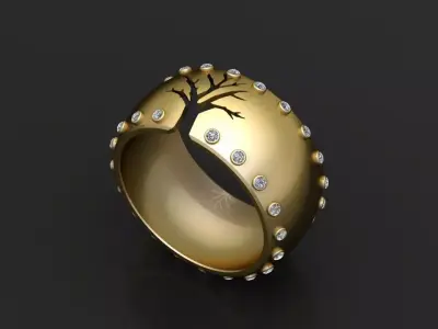 Gold tree ring 3D printable model   3D print model