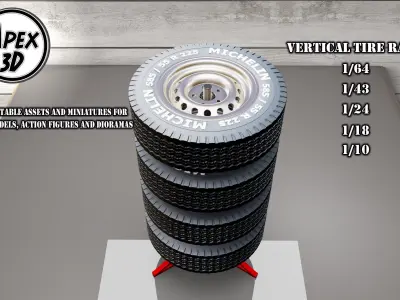 Vertical Tire Rack 3d printable in various scales 3D print model