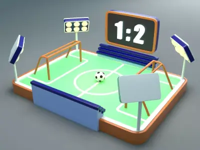Football-Soccer Field  Low-poly 3D model
