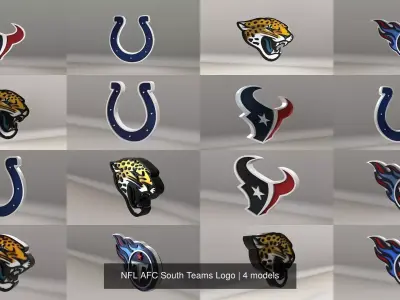 NFL AFC South Teams Logo 3D Model Pack