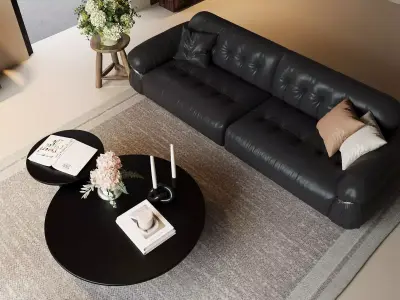 Cozy Rustic Living Lounge With Arched Openings 3D model