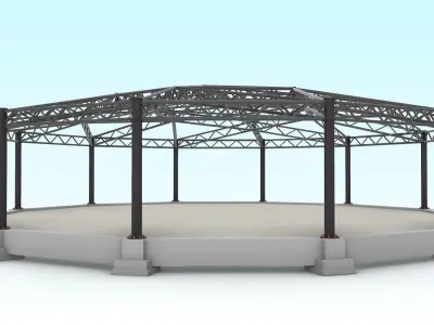 Truss beam - Spherical roof model 3D model
