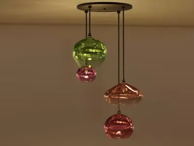 Multi Light Pendant Glass Lighting Mid Century Modern Chandelier Free 3D model