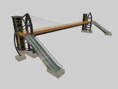 Steel Pedestrian Bridge-Elevator-Escalator-Sailing Type-21 3D model