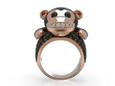 Diamond Monkey Ring 3D print model
