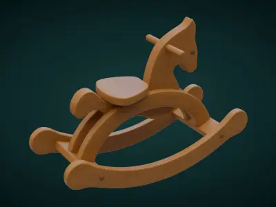 Wooden Rocking Horse 3D model