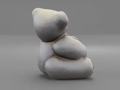 Ceramic Teddy bear with heart Low-poly 3D model