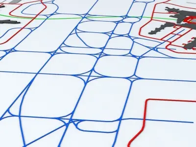 Sydney Kingsford Smith SYD Airport Roads Buildings Public Trans 3D model