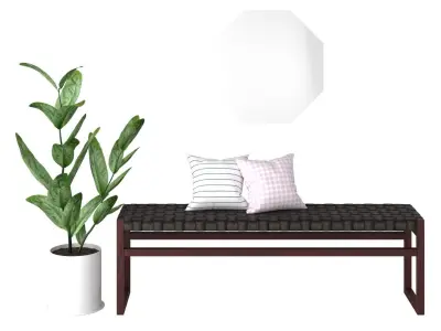 Entry Table C - Leather and Timber Low-poly 3D model