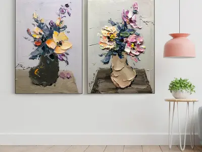 Plaster Two Photo Frame 48 Low-poly 3D model