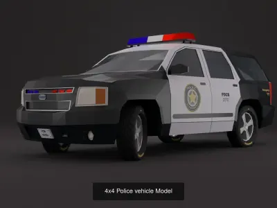 10  Collection Police vehicles Low-Poly fully rigged 3D Model Pack