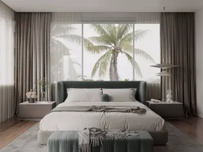 Exquisite Modern Luxury Master Bedroom Scene 3D model