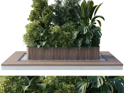 Outdoor plant Collection 114 Wooden box for plant garden 3D model