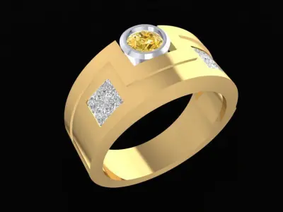 Gemstone Diamond Men Ring 3D Model 1565 3D print model