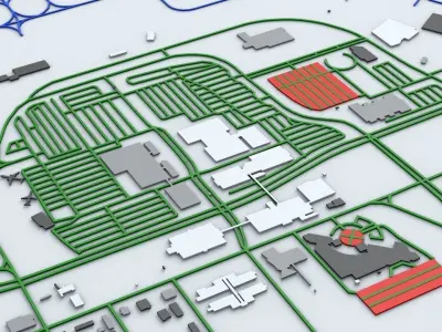 Atlanta ATL Hartsfield Jackson Airport Roads Buildings Pub Trans 3D model