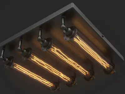 Industrial Steampunk Ceiling Loft Lamps Pack 3D model
