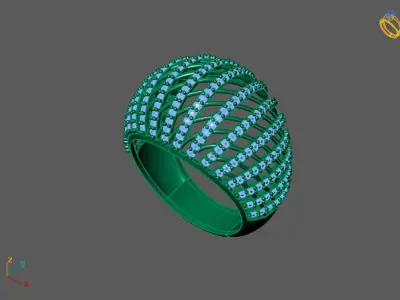 STL 3DM Print Ready Women Diamond Ring Lightweight Printable  3D print model 90