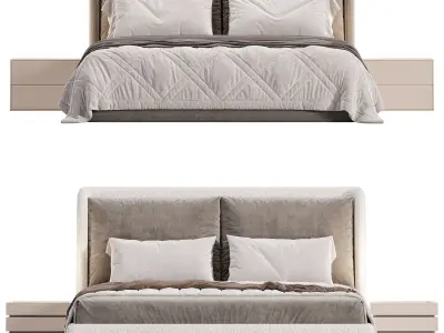 Panel Modern Bed with Headboard Included 3D model