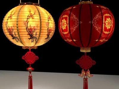 Chinese red lantern  3D model 32