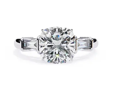CUSHION  DIAMOND RING -CAD-125 3D model