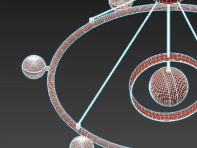 raise-p436 circular chandelier with glass shades 3D model