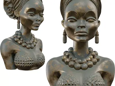 Bronze Bust 3D Model Stylized Female Figure 3D model
