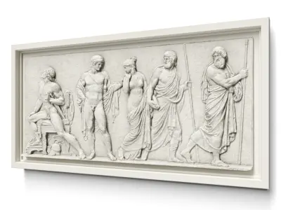 Classic greek wall relief 3D model