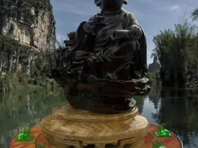 Chinese display stand with monk kid  3D model