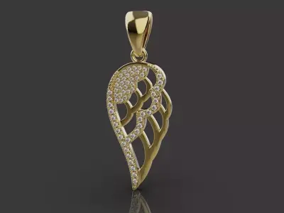 Diamond angel wing pendant necklace 0079 3D print model