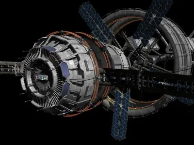 kawasaki and  spase craft  Low-poly 3D model