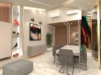 Modern Home with Roof Ceiling 3D model