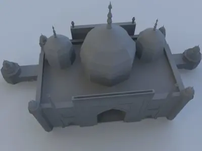 Taj Mahal with Mosque 3D model