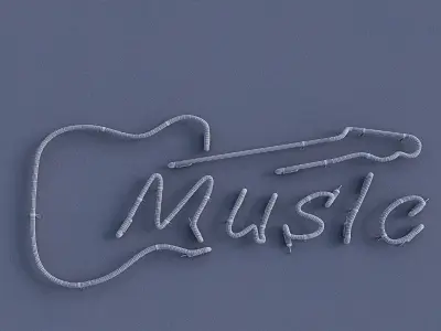 Music Neon Sign Low-poly 3D model