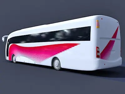 White Pink Bus 4 3D model