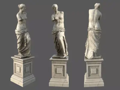 Pedestal with Venus de Milo Low-poly 3D model