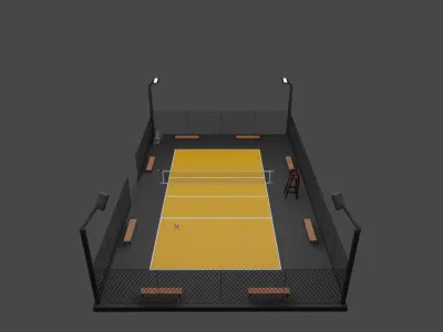 Low Poly Volleyball Scene Low-poly 3D model