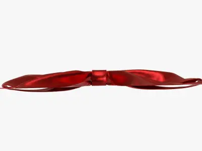 Small ribbon decoration red metallic 3D model