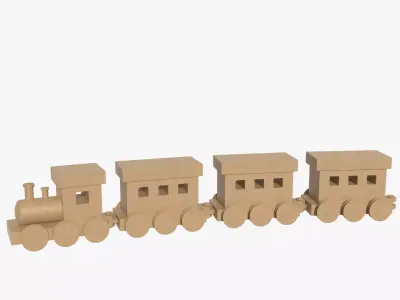 Wooden Toy Train Low-poly 3D model