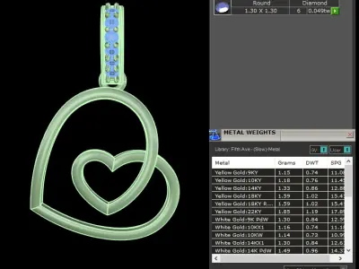 light weight yellow gold  diamond pendent -DOC-P8101 3D print model