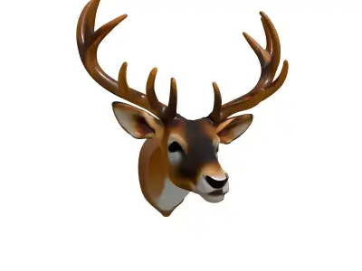 Realistic Deer Head Wall Mount Low-poly 3D model