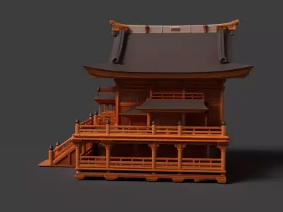 Chinese ancient wooden house   Low-poly 3D model buy