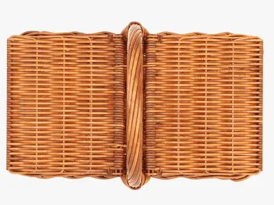 Wicker picnic basket 3D model